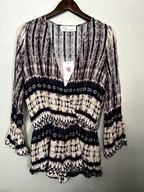 NEW! Vintage Havana Romper Tie Dye V Neck Long Sleeve - M